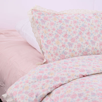 Wholesale Elegant Pink Printed Floral Duvet Cover Set