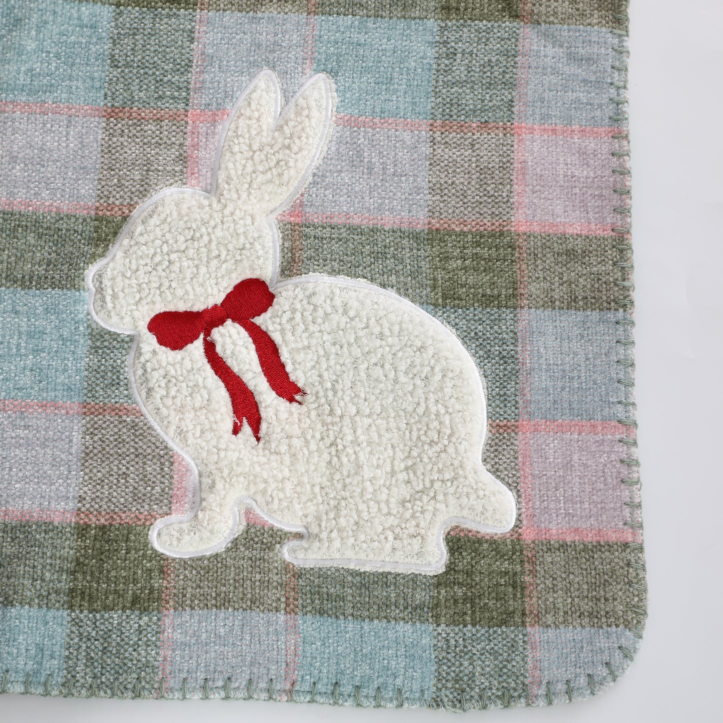 Rabbit Plaid Chenille Blanket