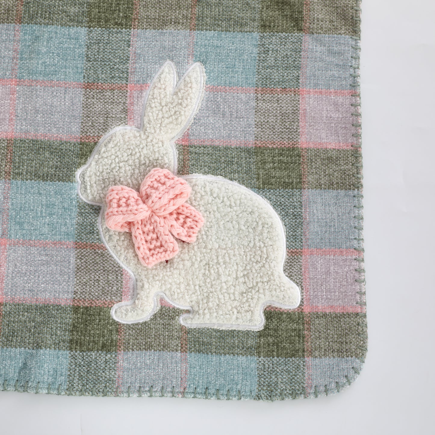 Rabbit Plaid Chenille Blanket