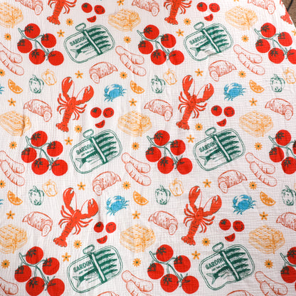 Food Printed Muslin Flannel Blankets