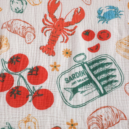 Food Printed Muslin Flannel Blankets