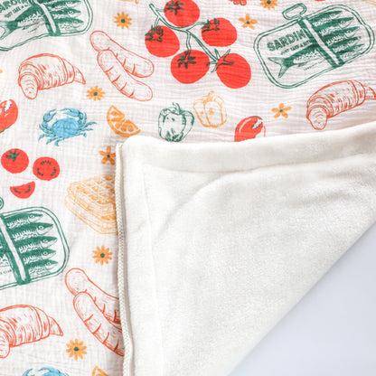 Food Printed Muslin Flannel Blankets