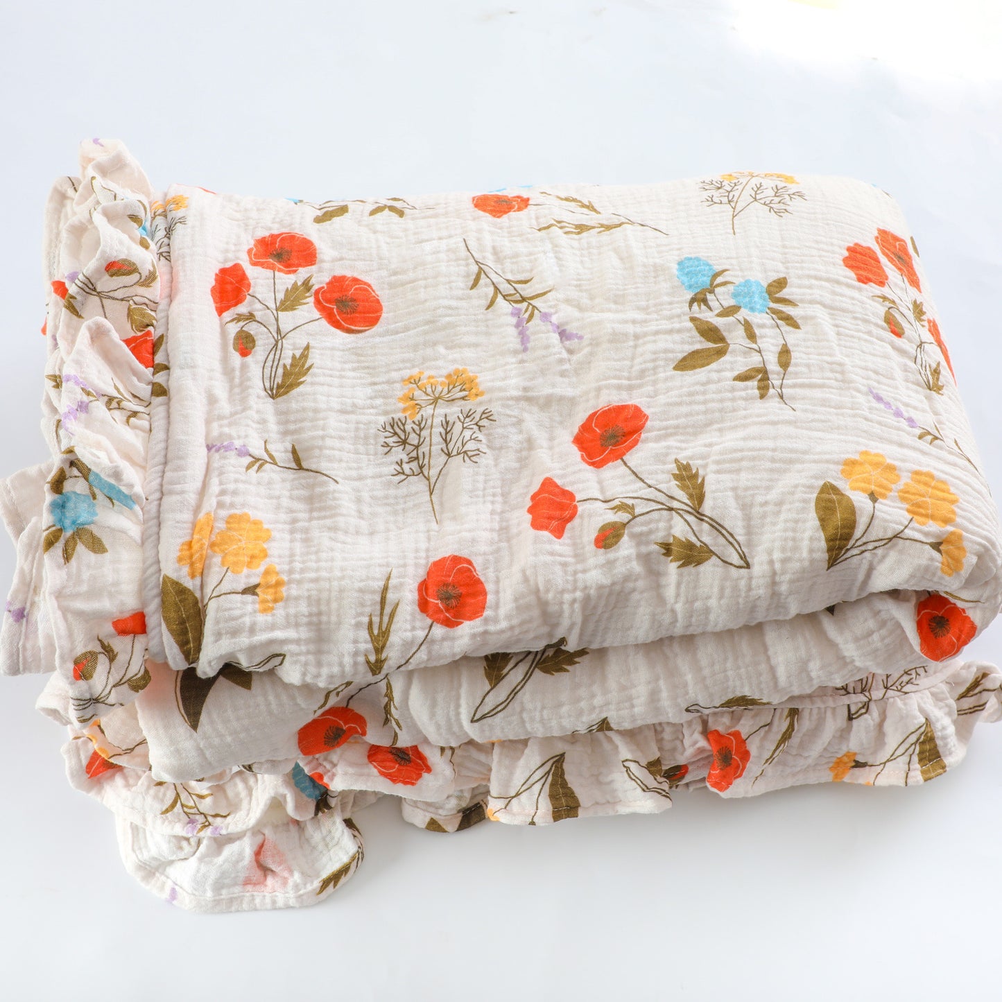 Floral Printed Muslin Flannel Blankets