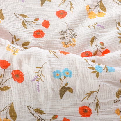 Floral Printed Muslin Flannel Blankets