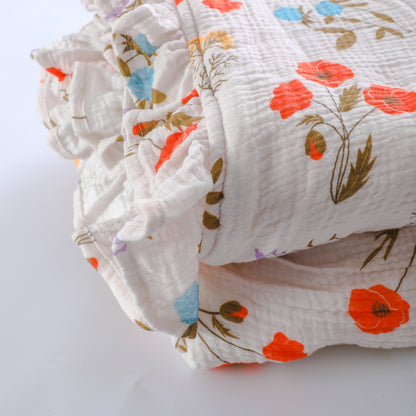 Floral Printed Muslin Flannel Blankets