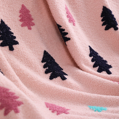 Christmas Tree Cozy Knitted Fleece Throw