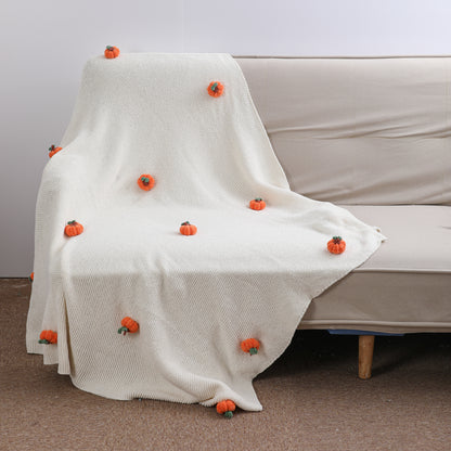 Handmade 3D Pumpkins Chenille Blanket
