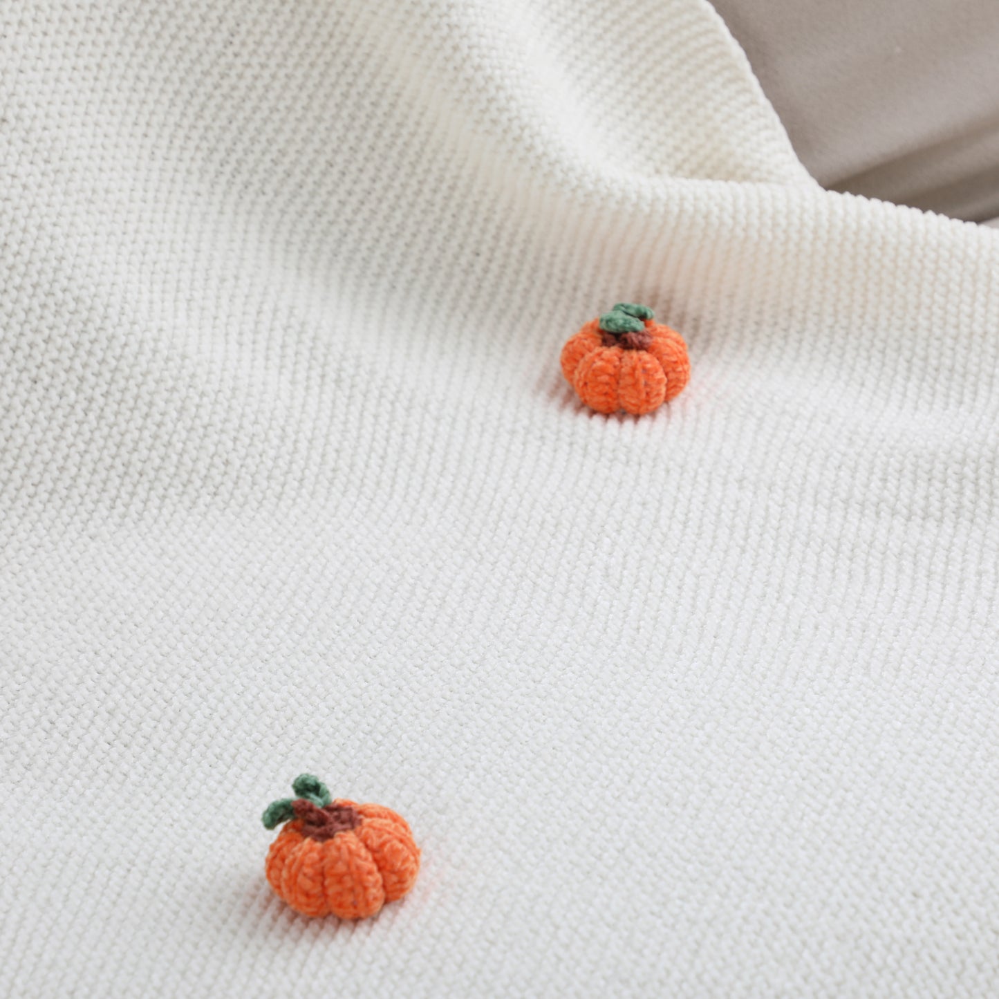 Handmade 3D Pumpkins Chenille Blanket