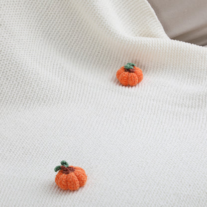 Handmade 3D Pumpkins Chenille Blanket