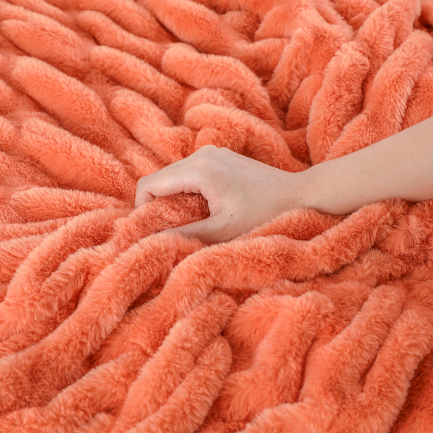 Spandex Elastic Faux Rabbit Fur Blanket