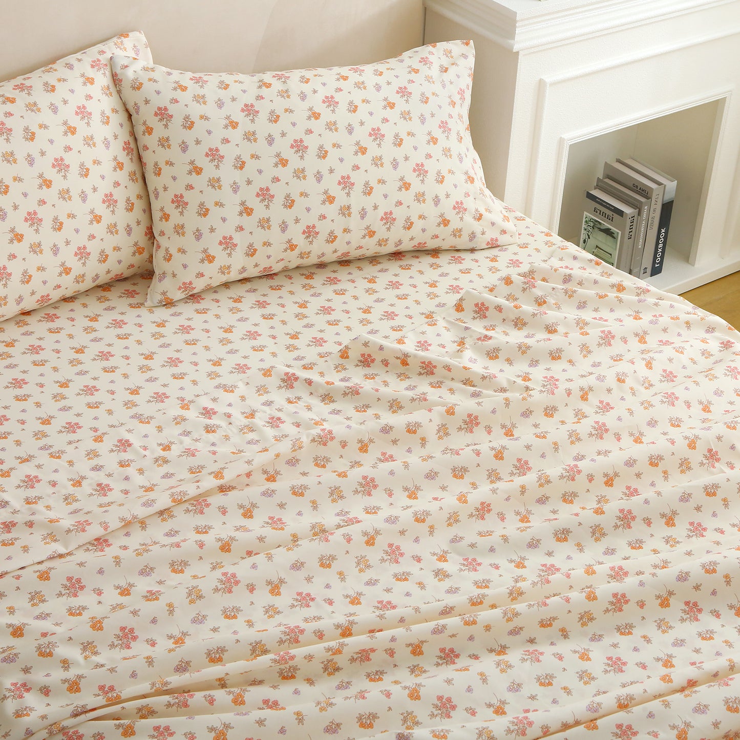 Yellow Floral Print 4-PC Bedding Set