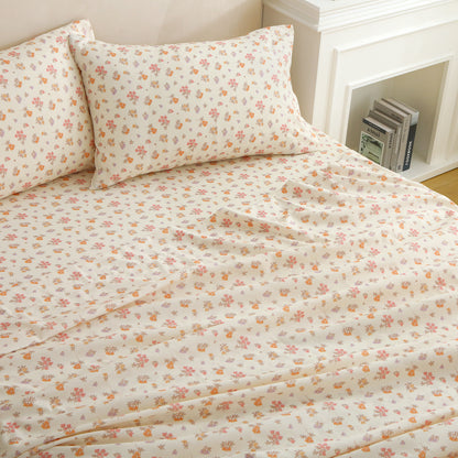 Yellow Floral Print 4-PC Bedding Set