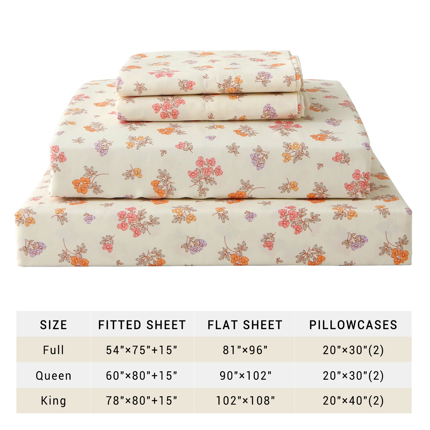 Yellow Floral Print 4-PC Bedding Set
