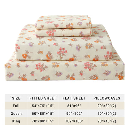 Yellow Floral Print 4-PC Bedding Set