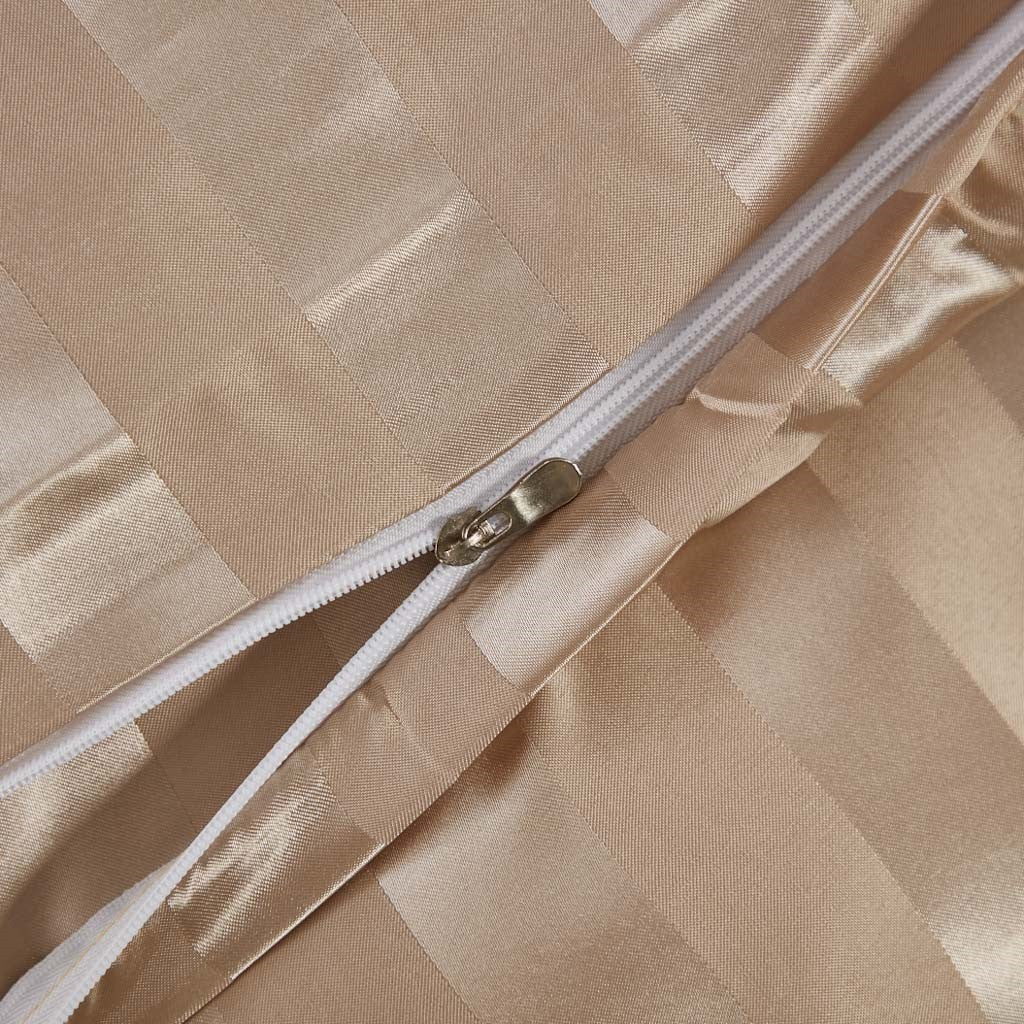 Khaki Satin Striped Duvet cover Sets