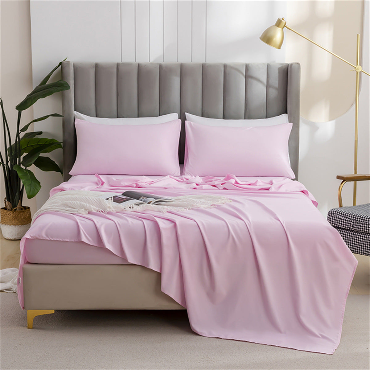 Wholesale Plain Brushed Bed Sheet Set