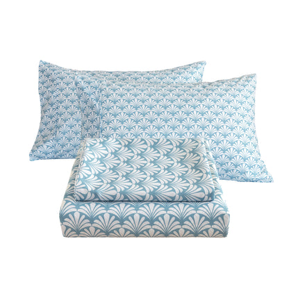 Wholesale Blue Floral 4Pc Bed Sheets Set