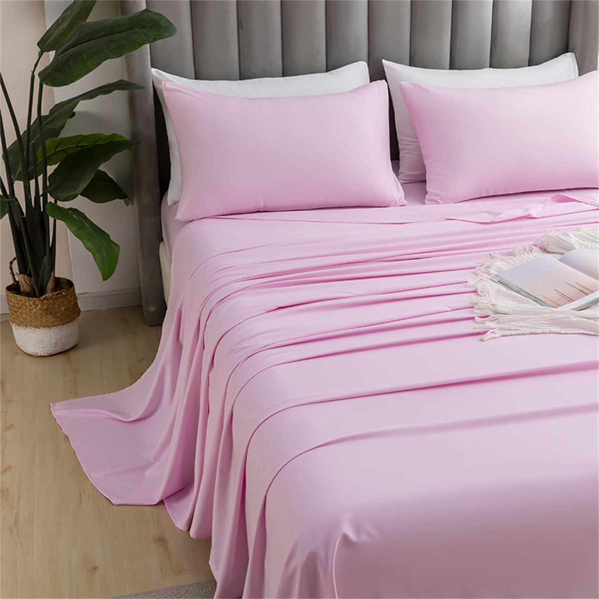 Wholesale Plain Brushed Bed Sheet Set