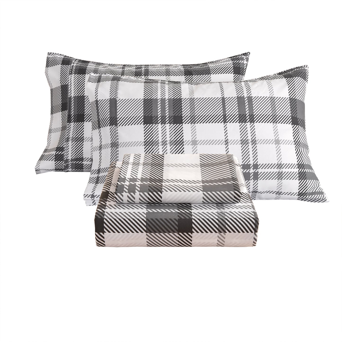 Wholesale Plaid Printed 4Pc Bed Sheets Set