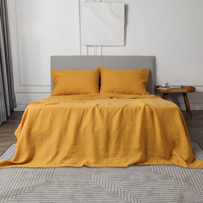 Wholesale Linen Plain Colored Bed Sheet Set