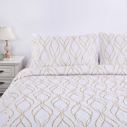 Wholesale White Gold Stamped Quilted Set