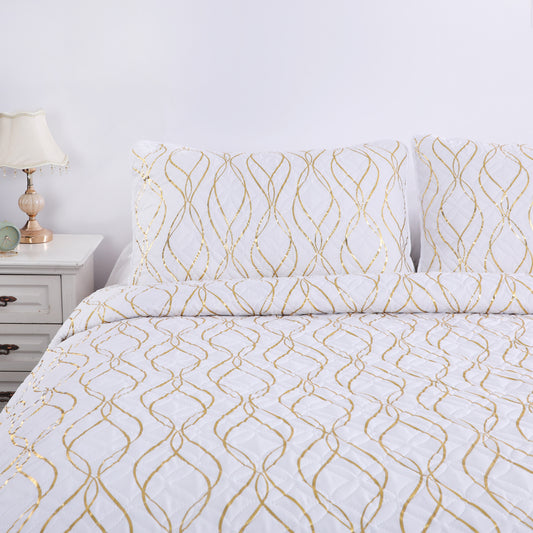 Wholesale White Gold Stamped Quilted Set