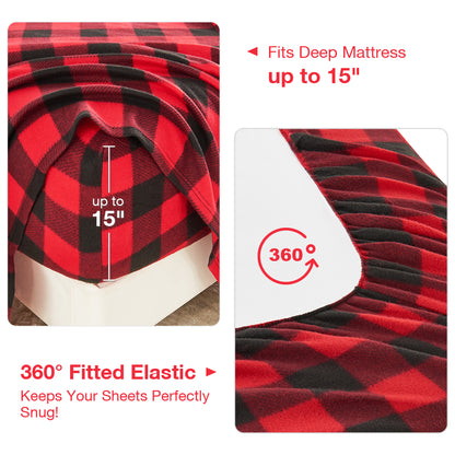 Wholesale 4pc  Plaid Printed Double-faced Fleece Bedding Set