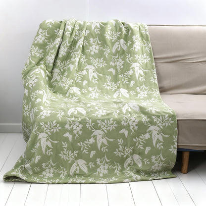 Green Swan Woven Blanket