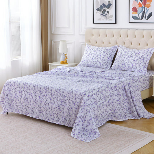 Purple Flora 4-PC Bedding Set