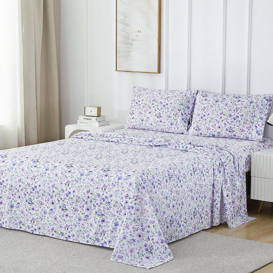 Purple Flower 4-PC Bedding Set