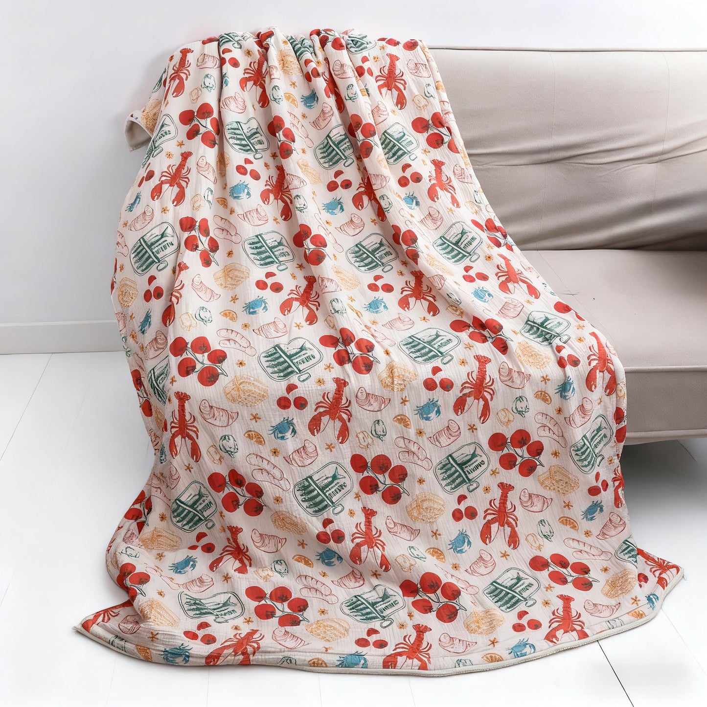 Food Printed Muslin Flannel Blankets