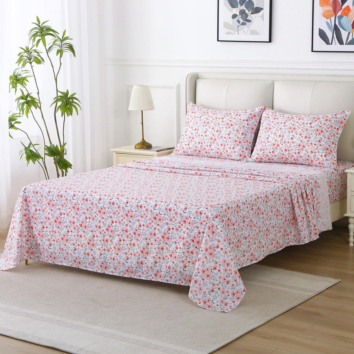Dreamy Rose Print 4-PC Bedding Set