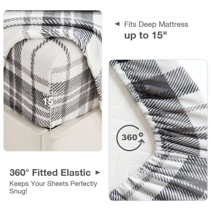 Wholesale  Flannel Plaid Striped 4 PC Bed Sheet