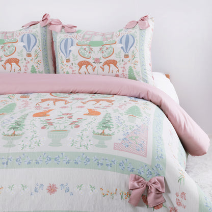 Wholesale Girl Pink Bow Print Comforter Sets