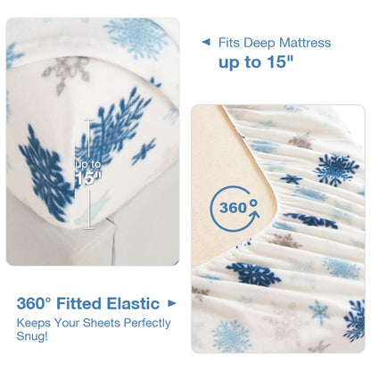 Wholesale 4pc Snowflake Double-faced Fleece Bedding Set