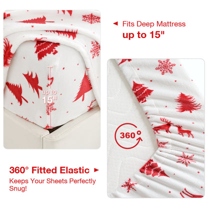 Wholesale  Christmas 4 PC Flannel Bed Sheet Set