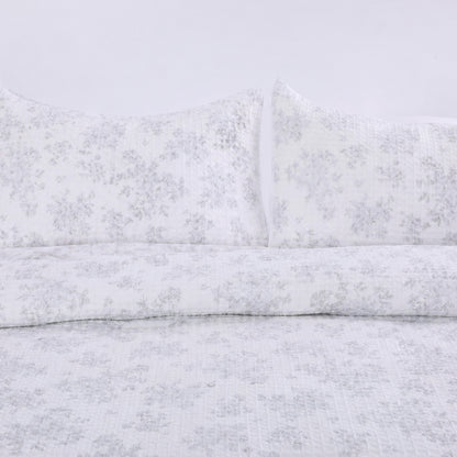 Elegant Light Grey Floral Comforter Set