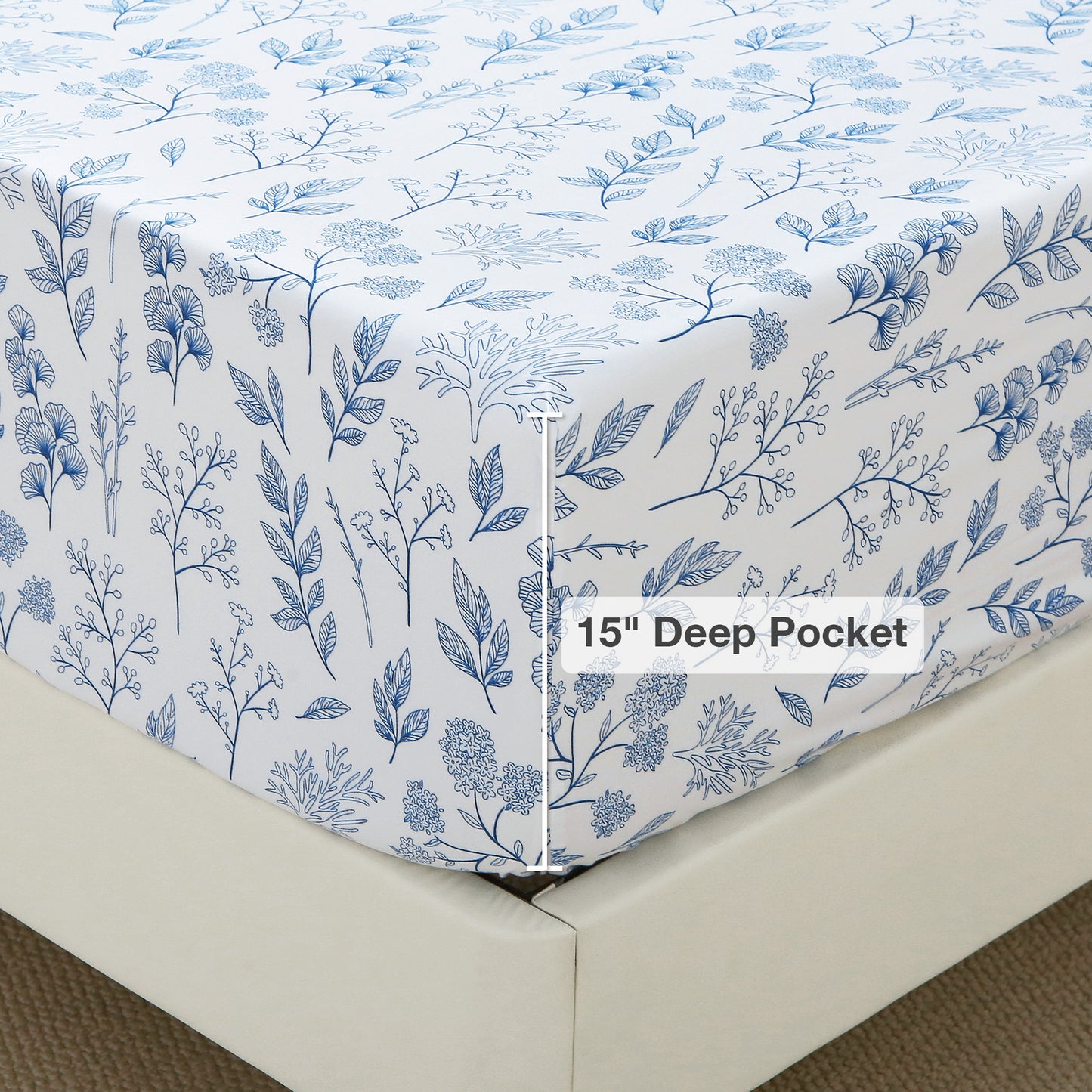 Deep Pocket 16" White 4 Piece Bed Sheets Set