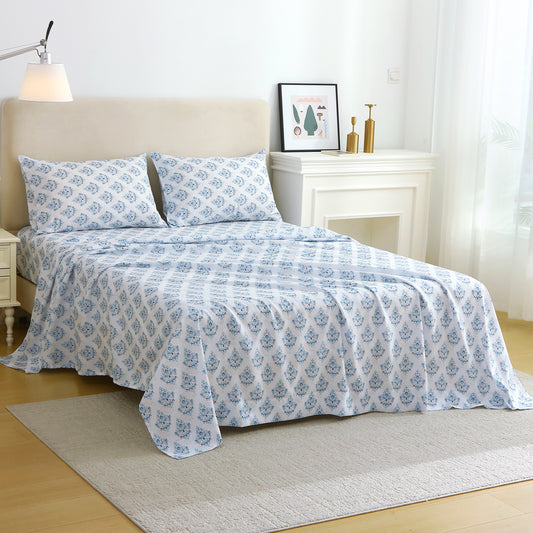 Blue Floral Bedding 4-PC Bedding Set