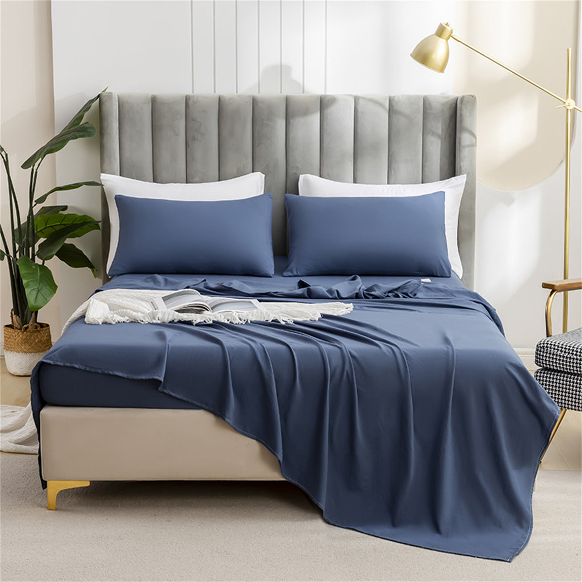 Wholesale Plain Brushed Bed Sheet Set