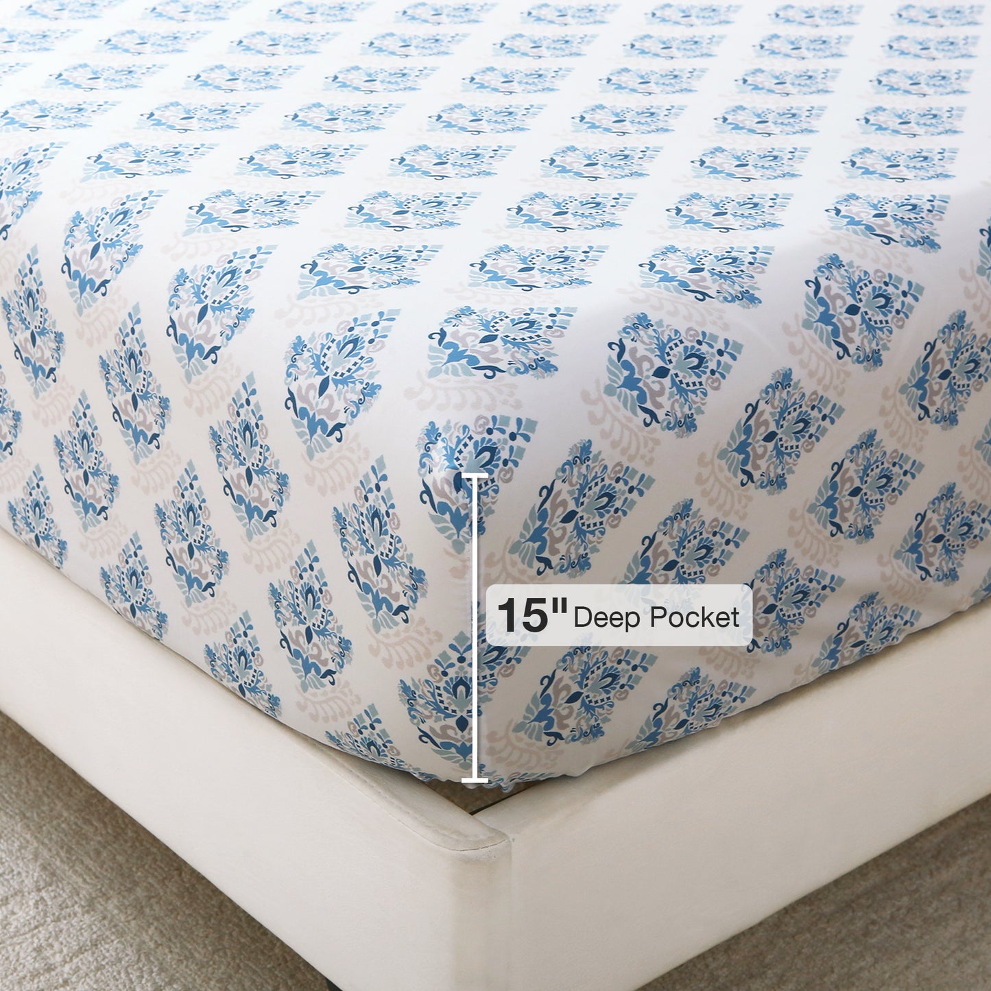 Blue Floral Bedding 4-PC Bedding Set