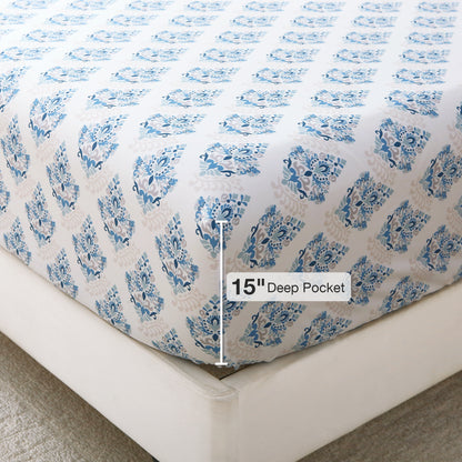 Blue Floral Bedding 4-PC Bedding Set