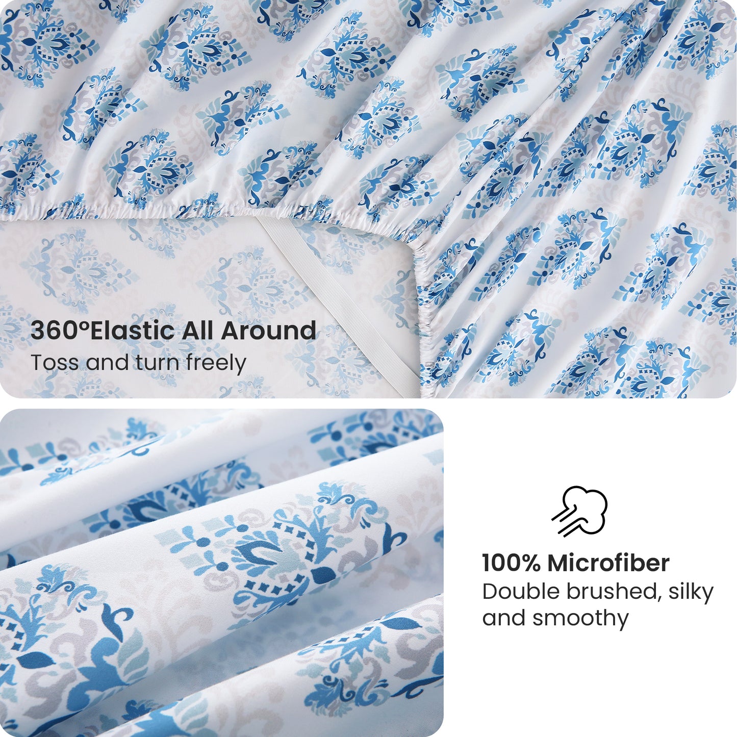 Blue Floral Bedding 4-PC Bedding Set