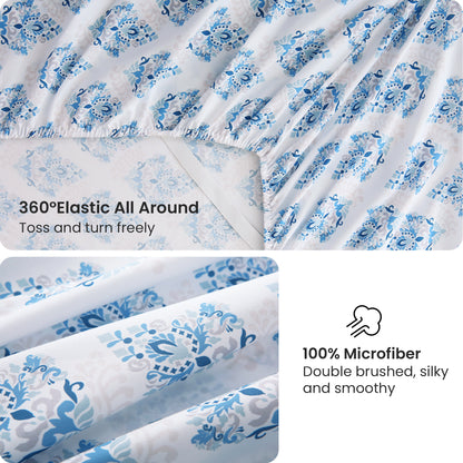 Blue Floral Bedding 4-PC Bedding Set