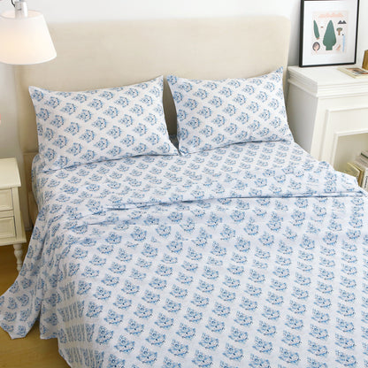 Blue Floral Bedding 4-PC Bedding Set
