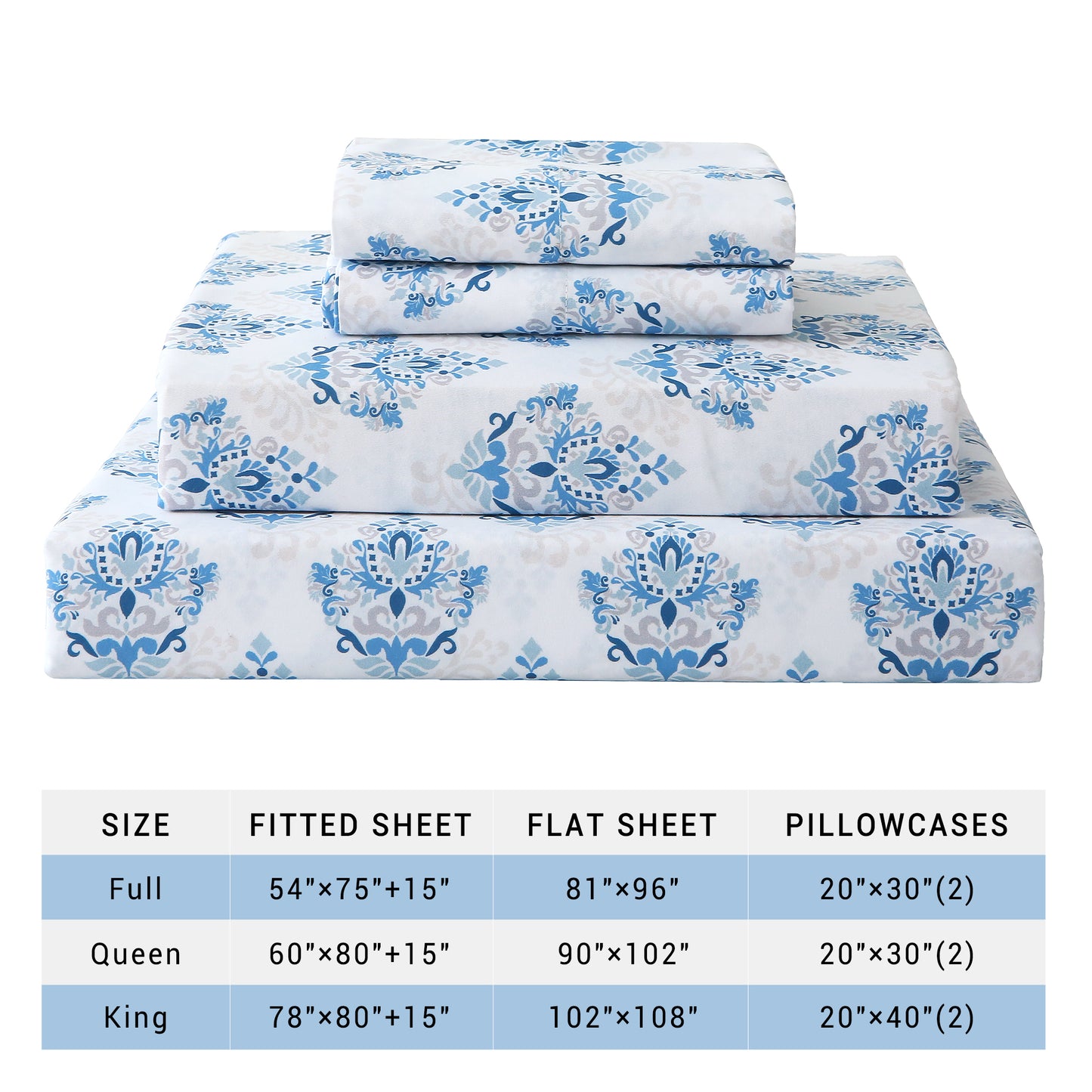 Blue Floral Bedding 4-PC Bedding Set