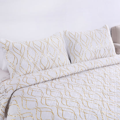 Wholesale White Gold Stamped Quilted Set