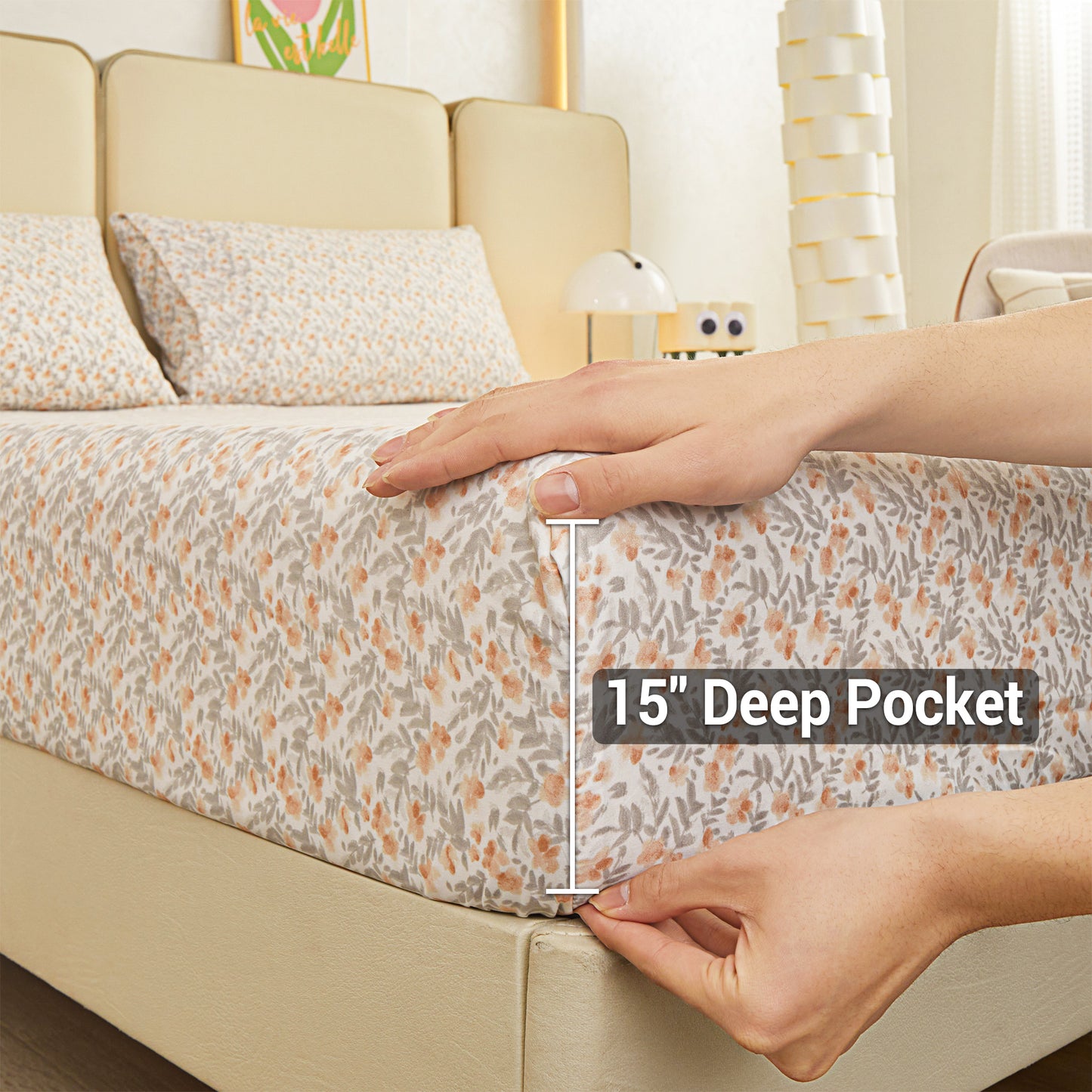 Chrysanthemum Print 4-PC Bedding Set