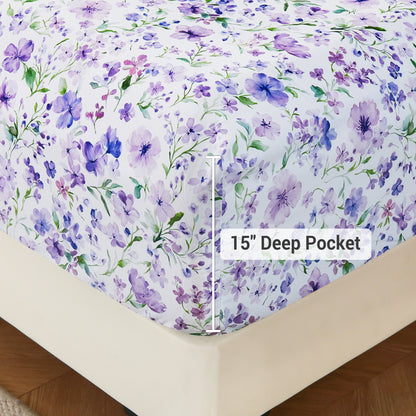Purple Flower 4-PC Bedding Set