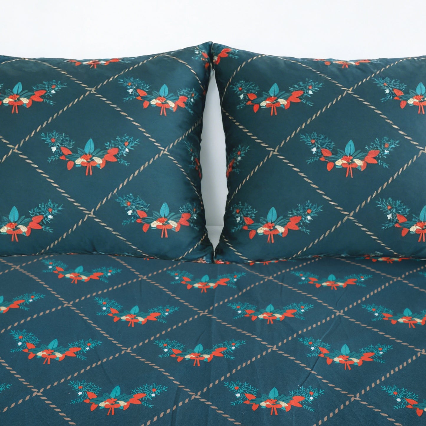 Wholesale Green Background Bow Print Bed Sheet Set